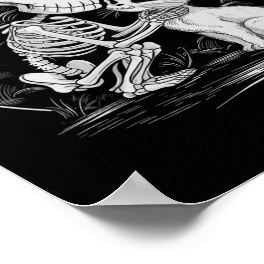 Skeleton Kat Schedel Kat Schattigee Gothic Hallowe Poster (Hoek)