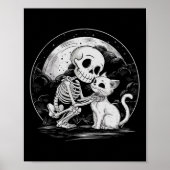 Skeleton Kat Schedel Kat Schattigee Gothic Hallowe Poster (Voorkant)