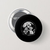 Skeleton Kat Schedel Kat Schattigee Gothic Hallowe Ronde Button 5,7 Cm (Voorkant /achterkant)