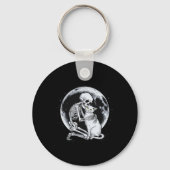 Skeleton Kat Schedel Kat Schattigee Gothic Hallowe Sleutelhanger (Voorkant)