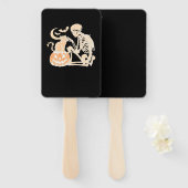 Skeleton Kat Schedel kitty Cute Halloween Design C Handwaaier (Voorkant en achterkant)