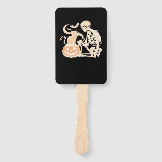 Skeleton Kat Schedel kitty Cute Halloween Design C Handwaaier (Voorkant)