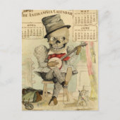 SKELETON Kerel, Gothic, Banjo Player, Kalender 190 Briefkaart (Voorkant)