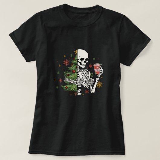 Skeleton Kerstboom Koffie T-shirt (Design voorkant)