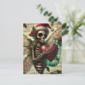 Skeleton Kerstfee met een rood hart Briefkaart (Staand voorkant)