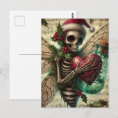 Skeleton Kerstfee met een rood hart Briefkaart (Voorkant / Achterkant)