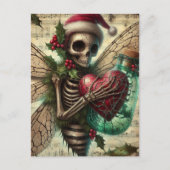 Skeleton Kerstfee met een rood hart Briefkaart (Voorkant)