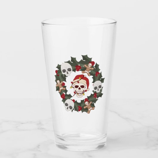 Skeleton Kerstkrans op een Glas (Voorkant)