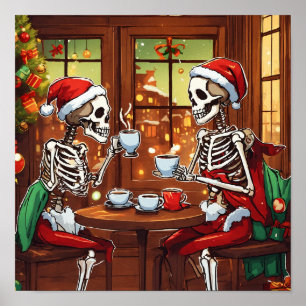 Skeleton Kerstman Poster