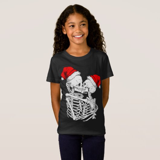 Skeleton kerstmis Pajama Cool Skull Bot T-shirt (Voorkant volledig)