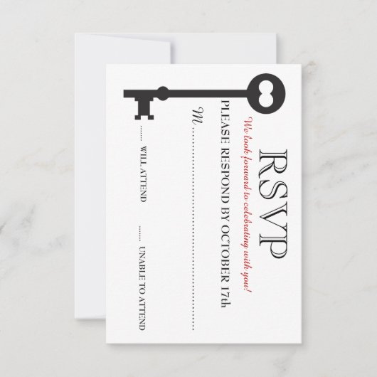 Skeleton Key Huwelijks RSVP Kaart (Voorkant)
