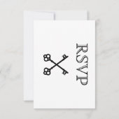 Skeleton Key Huwelijks RSVP Kaart (Achterkant)
