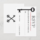 Skeleton Key Huwelijks RSVP Kaart (Voorkant / Achterkant)