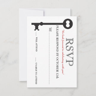 Skeleton Key Huwelijks RSVP Kaart