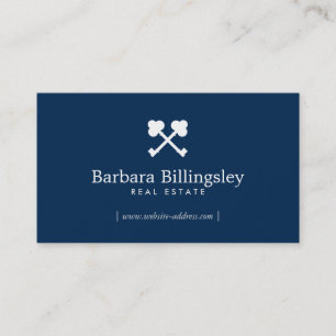 Skeleton Key Logo Vastgoed, Makelaar Navy Blue Visitekaartje