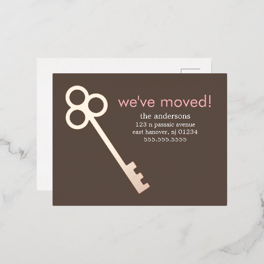 Skeleton Key Moving Announements Folie Uitnodiging Briefkaart (Voorkant / Achterkant)