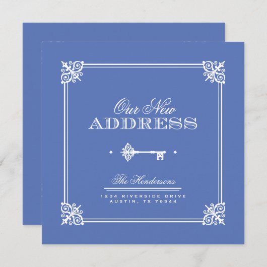 Skeleton Key Moving Announge | Blauw en wit Aankondiging (Voorkant / Achterkant)