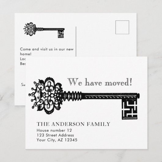 Skeleton Key Moving Announge Briefkaart (Voorkant / Achterkant)