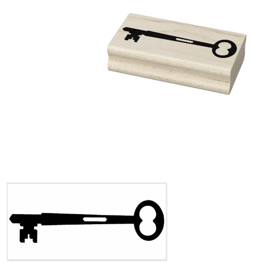  Skeleton Key Silhouette Rubber Art Stempel (Gestempeld)