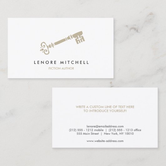 SKELETON KEY VISITEKAARTJE VOOR AUTEURS EN SCHRIJV (Voorkant / Achterkant)