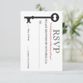 Skeleton Key Weddenschap RSVP-kaart RSVP Kaartje (Staand voorkant)