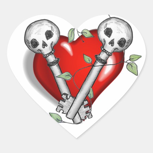 Skeleton Keys Hart Sticker (Voorkant)