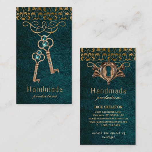Skeleton Keys Old Lock  Steampunk Gothic Visitekaartje (Voorkant / Achterkant)