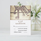 Skeleton Keys Rustic Country Weddenschap RSVP Card (Staand voorkant)
