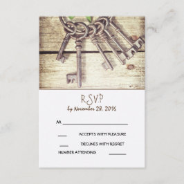 Skeleton Keys Rustic Country Weddenschap RSVP Card Kaartje