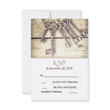Skeleton Keys Rustic Country Weddenschap RSVP Card