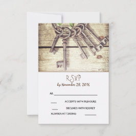 Skeleton Keys Rustic Country Weddenschap RSVP Card Kaartje