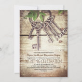 Skeleton Keys Rustieke Huwelijksuitnodigingen Kaart (Voorkant)