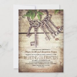 Skeleton Keys Rustieke Huwelijksuitnodigingen Kaart