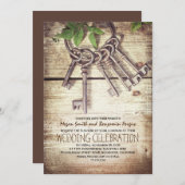 Skeleton Keys Rustieke Huwelijksuitnodigingen Kaart (Voorkant / Achterkant)