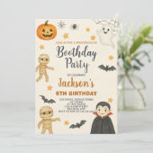 Skeleton Kinder Halloween verjaardagsfeestje uitno Kaart (Staand voorkant)