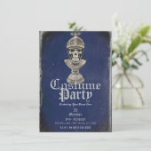 Skeleton Knight Blue Halloween Skull Costume Party Kaart (Staand voorkant)