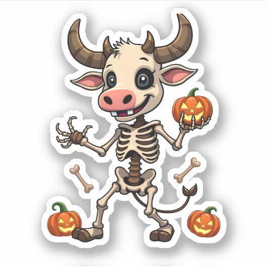 Skeleton Koe Parade Sticker (Voorkant)