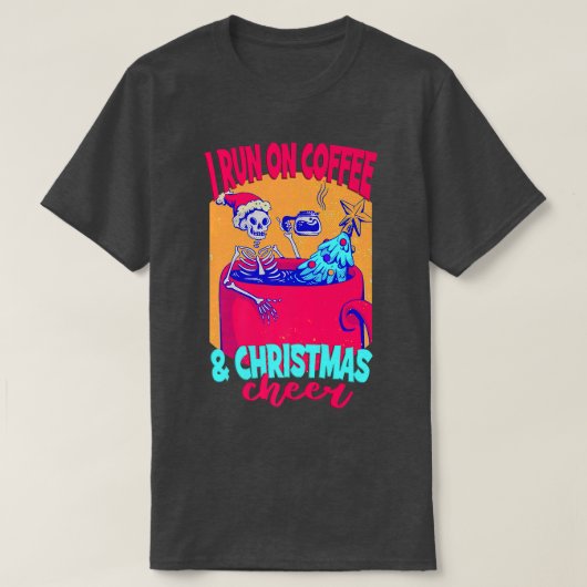 Skeleton Koffee Kerstmis Ik loop op koffie en Chri T-shirt (Design voorkant)