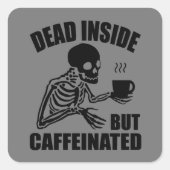 Skeleton koffie vierkante sticker (Voorkant)