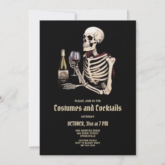 Skeleton kostuum Halloween Party uitnodiging (Voorkant)