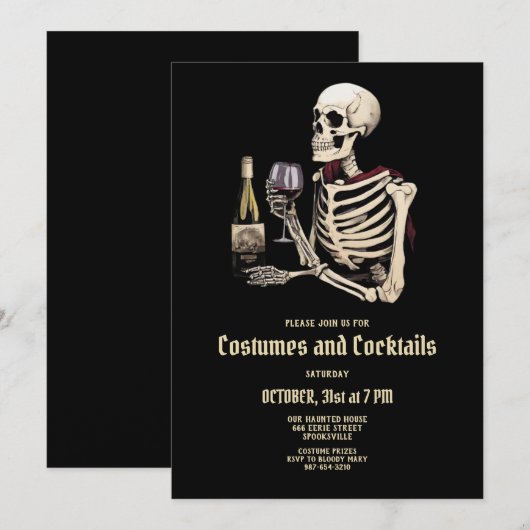 Skeleton kostuum Halloween Party uitnodiging (Voorkant / Achterkant)