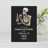 Skeleton kostuum Halloween Party uitnodiging (Staand voorkant)
