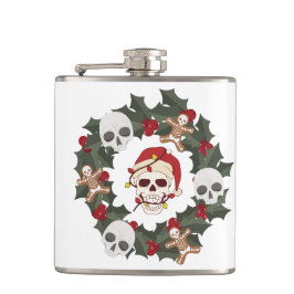 Skeleton Krans op een Vinyl Wrapped Flask Heupfles