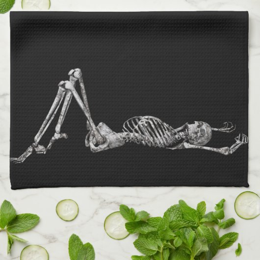 Skeleton Laden Black Halloween Theedoek (Gevouwen)
