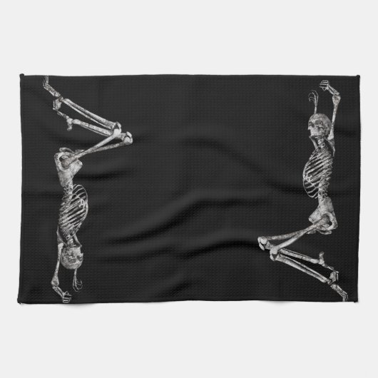 Skeleton Laden Black Halloween Theedoek (Horizontaal)