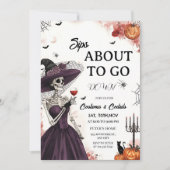 Skeleton Lady Halloween cocktail party uitnodiging (Voorkant)