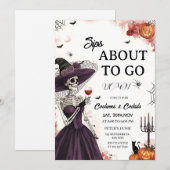 Skeleton Lady Halloween cocktail party uitnodiging (Voorkant / Achterkant)