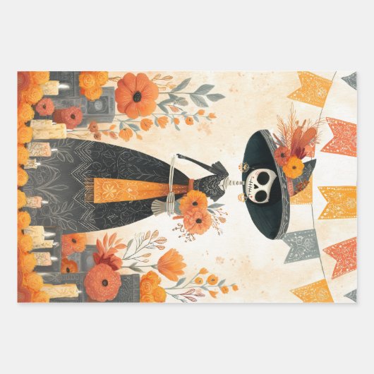 Skeleton Lady La Catrina Day of the Dead Inpakpapier Vel (Voorkant 2)