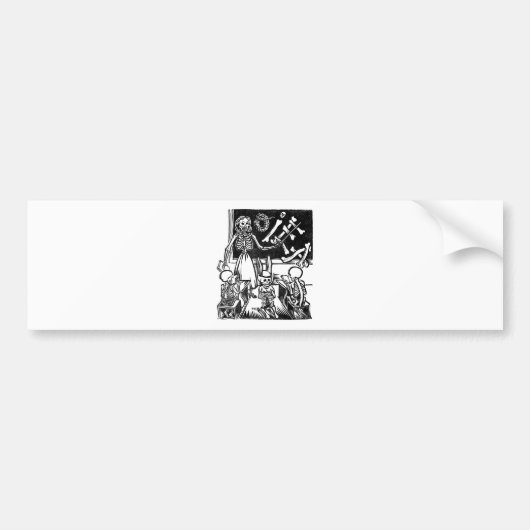 Skeleton leraar en studenten "Dag van de dood" Bumpersticker (Voorkant)
