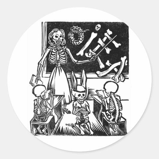 Skeleton leraar en studenten "Dag van de dood" Ronde Sticker (Voorkant)